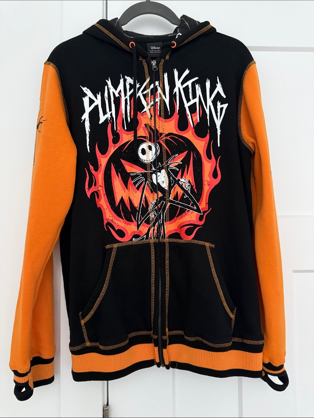 Disney Pumpkin King Zip Hoodie (Hot Topic) - Black & Orange Small. Small/Medium